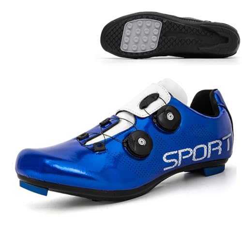 YIENHUI Fahrradschuhe Für Herren Und Damen rutschfeste Fahrrad-Sneaker Komfortable, Atmungsaktive Reitschuhe Bikeschuhe Mit Gummisohle, Ohne Verschluss Unisex-Outdoor-Sportschuhe-Blue||Numeric_37 von YIENHUI