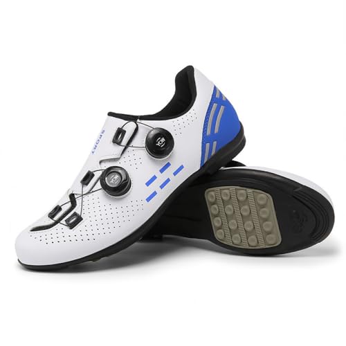 YIENHUI Fahrradschuhe Für Herren Und Damen rutschfeste Radsportschuhe No-Lock-Innenschuh MTB-Fahrradschuhe Sneaker Rennrad Atmungsaktive Mountainbike-Schuhe Mit Spin Shoestring-White Blue||Numeric_45 von YIENHUI