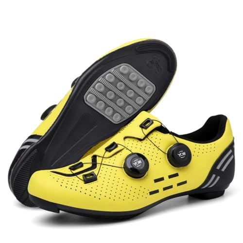 YIENHUI Fahrradschuhe Für Herren Und Damen rutschfeste Radsportschuhe No-Lock-Innenschuh MTB-Fahrradschuhe Sneaker Rennrad Atmungsaktive Mountainbike-Schuhe Mit Spin Shoestring-Yellow||Numeric_42 von YIENHUI