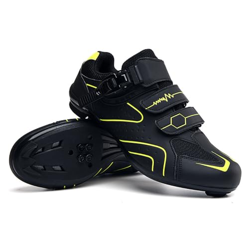 YIENHUI Fahrradschuhe Herren/Damen Indoor/Outdoor-Reitschuhe Spinbike-Sneaker rutschfeste, Atmungsaktive Unisex-Rennradschuhe Für Drinnen Und Draußen-Green||Numeric_41 von YIENHUI
