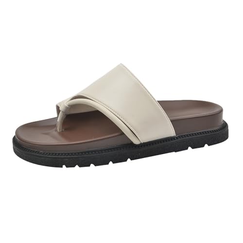 YIENHUI Orthopädische Sandalen Für Damen Bequeme Outdoor-Hausschuhe Mit Dicker Sohle Strandsandalen Mit Hallux-Valgus-Stütze Lässige Hausschuhe Mit Offener Spitze-Beige||numeric_40 von YIENHUI