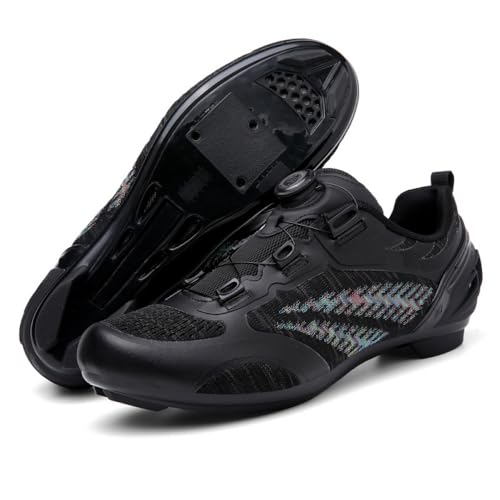 YIENHUI Rennradschuhe Für Herren Und Damen Atmungsaktive Strick-Fahrradschuhe Sneaker Für Outdoor- Und Indoor-Spin-Bikes, Unisex Bequeme Und Praktische Flat-Bike-Trainer-Black||Numeric_36 von YIENHUI