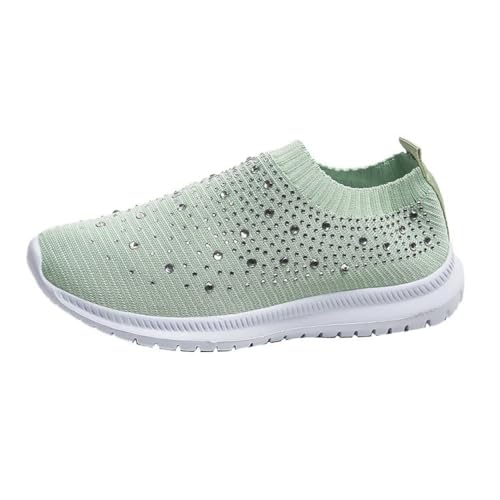 YIENHUI Walkingschuhe Damen Glitzer Mesh Turnschuhe,Casual Anti-Rutsch-Trainer,Air Cushioned,OrthopäDische Anti-Rutsch-Walking-Schuhe,Ultra Lightweight Breathable Arch Support Sneakers-Green||35 von YIENHUI