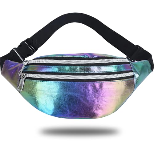 Bauchtasche Gürteltasche,Bauchtasche Mode Bauchtasche 80er Jahre Damen PU Leder Wasserdicht Hüfttasche mit Verstellbarer Gurt für Damen Damen Mädchen Reiseparty Sport Wanderung von YIFLorine TANG