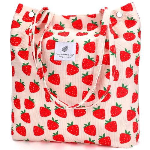 YIFLorine TANG Cord Tasche Damen,Grosse Kapazität Cord Schultertasche Cord Umhängetasche Mode Damen Umhängetaschen Strandtasche Cord Tasche Shopper für Alltag Büro Schule Reise Einkaufen von YIFLorine TANG