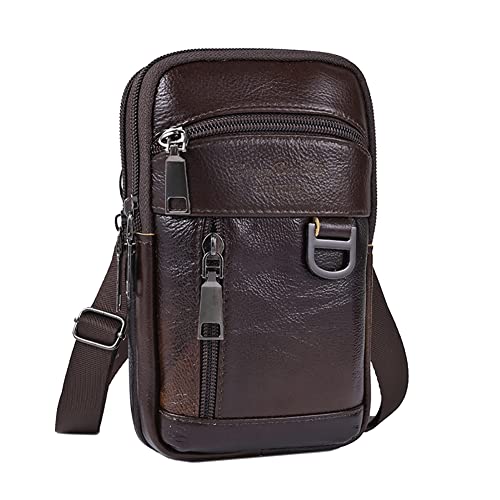 YIGEBAG Taille Bauchtasche Männer Rindsleder Schulter Crossbody Gürtel Handy Tasche, blau, 40CM*30CM*12CM von YIGEBAG