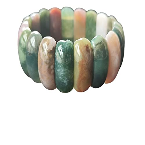 Natürliches indisches Jade-Stein-Stretch-Armband - elastischer Armreif mit Aquamarin-Achat-Perlen von yigedan