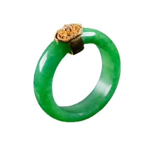 yigedan Natürliche Jade Ring Frau Glück glatt grün Band Ring Gold Krone von yigedan