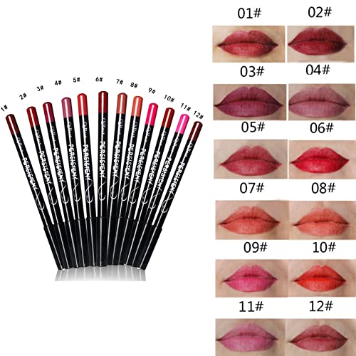 12 Farben Lip Liner Bleistift Wasserdicht Nicht Abfärbend Samt Lippenstift Stift Professionelles Langanhaltendes Lipliner Set Lippenstiftstifte Wasserdicht Für Frauen Lippenstiftstift Set von YIGZYCN