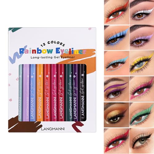 12 Farben Matte Eyeliner Stift Langlebig Wasserdicht Eye Liner Make Up Kosmetische Werkzeug Für Frauen Mädchen Matte Eyeliner Gel von YIGZYCN