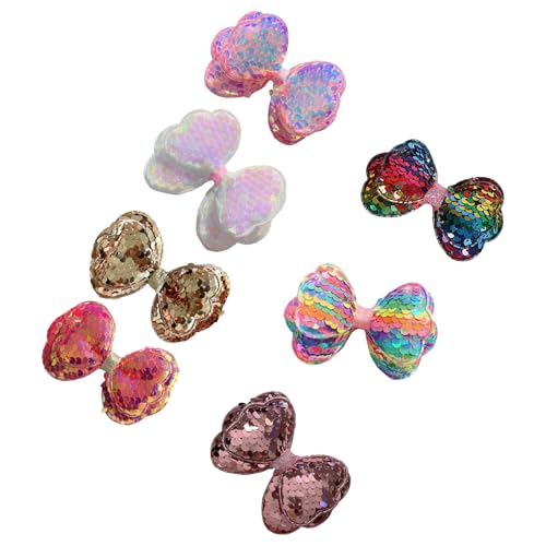 7 Stück Weihnachts-Haarschmuck, modische Haarnadel, doppellagig, Pailletten, Schleifen, Haarspange, Haarteile für Kinder von YIGZYCN