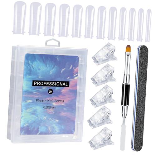 Anfängerfreundliches Nagelverlängerungs-Set mit mehreren Größen, klarer Acryl-Malpinsel und Nagelspitzen, Clip, Maniküre-Set für Zuhause, Salon, Maniküre-Set von YIGZYCN