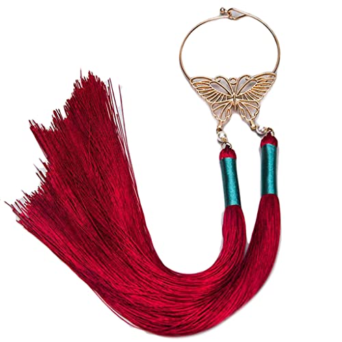 Chinesische Kopfbedeckung für Schmetterlingshaarringe mit langen Perlen, Retro-Haarschmuck, dekorative Requisiten von YIGZYCN