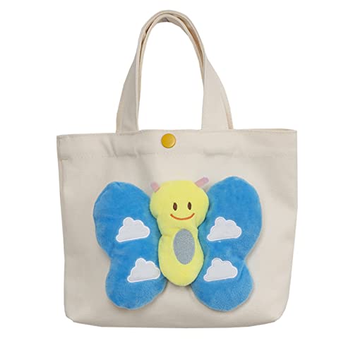 Damen Canvas Handtaschen Studenten Schultasche Damen Alle Passenden 3D Schmetterlings Umhängetaschen Shopper Taschen Kleine Tragetaschen von YIGZYCN
