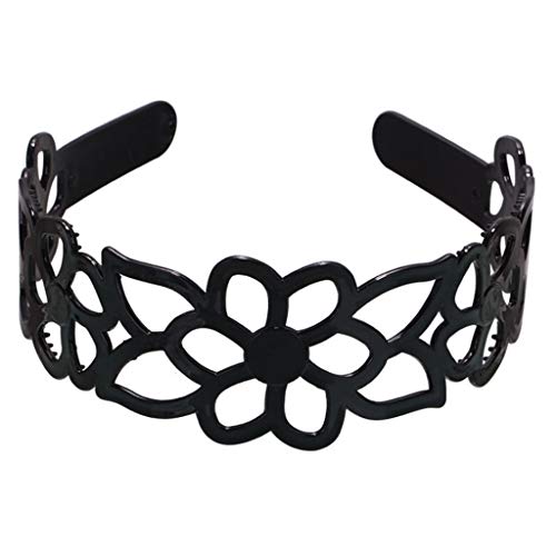 Frauen Mädchen Schwarz Kunststoff Breites Stirnband Ausgehöhlt Pflaumenblüte Blumen Haarreifen Rutschfester Zahn Dame Kopfschmuck Bandana Styling Zubehör Stirnbänder Für Baby Mädchen 12 Monate von YIGZYCN