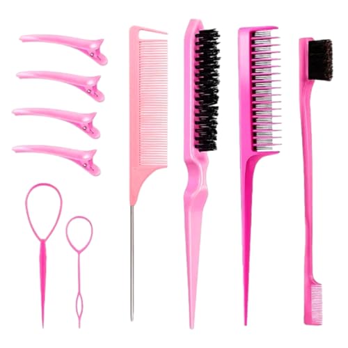 Haarbürsten Set Haar Schwanz Werkzeuge Neckende Haarbürste Kantenbürste Mit Haarklammern Für Frauen Und Mädchen Haarstyling Haar Styling Kamm Set Schwanzkamm Mit Clips Kantenbürste Für Frauen von YIGZYCN