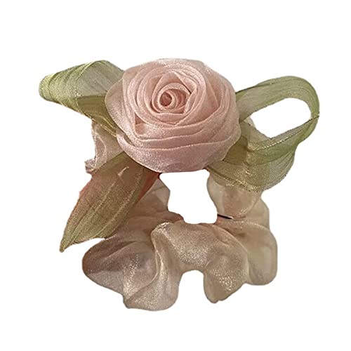 Haargummis Mit Tüll Rosen Kopfschmuck Stoff Elastischer Haarschmuck Rosen Haargummis Haargummis Mit Romantischem Für Mädchen von YIGZYCN