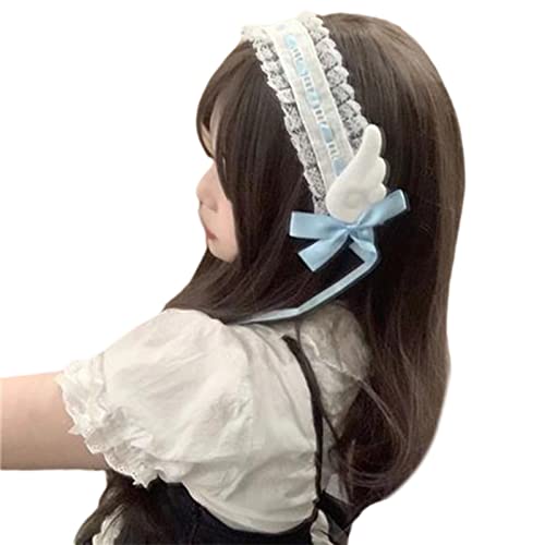 Handgefertigtes Haar Accessoire Stirnband Gothic Lolitas Cosplay Maid Spitzen Haarbänder Süße Flügel Und Schleifen Dekore Für Frauen Lolitas Maid Stirnband Schleifen von YIGZYCN