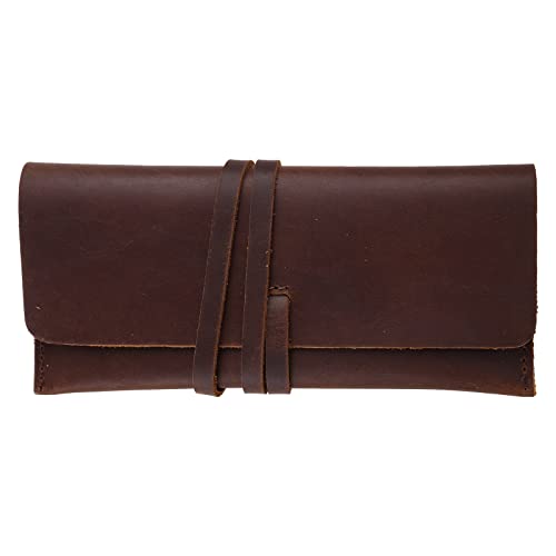 Handgefertigtes Leder-Federmäppchen Retro Vintage Roll Pencil für Etui Statio von YIGZYCN