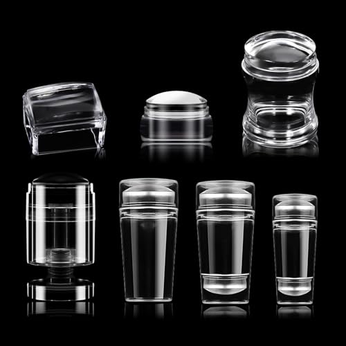 Nagelstempel Set Französische Spitze Nagelwerkzeug Silikon Nagelstempel Nagelschaber Nägel Gelee Stempel Für Gel Nagellack von YIGZYCN