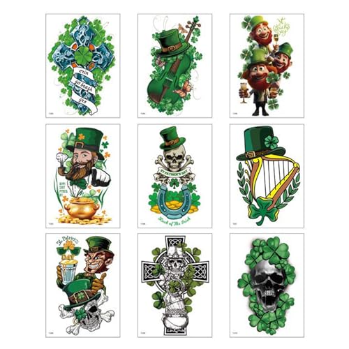 Patricks Day Tattooed Shamrock Irish Temporäre Tätowierte Aufkleber Patricks Day Zubehör Patrick's Day Dekorationen Patricks Day Temporäre Tätowierte Aufkleber von YIGZYCN