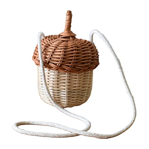 Runde Rattan Tasche Für Frauen Und Mädchen Strohtasche Handgewebt Strand Bohemian Schultertasche Süße Pilz Umhängetasche Handtaschen Für Damen von YIGZYCN