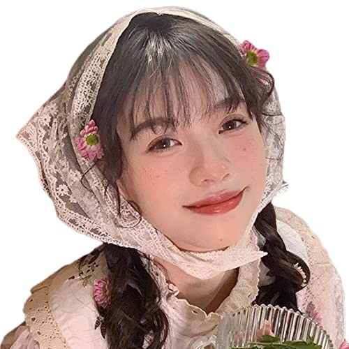 Schönes Spitzen Bandana Transparentes Haartuch Zum Binden Kopftuch Blumenmuster Frischer Turban Für Mädchen Foto Requisiten Stirnbänder Für Frauen Stirnband Spitzen Stirnband Schal von YIGZYCN