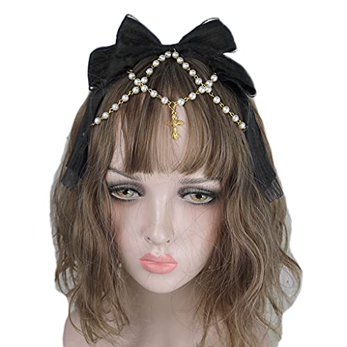 Spitze Bögen Kopfschmuck Mehrschichtige Spitze Mit Kette Big Bowknot Stirnband Maid Haar Ornamente Spitze Haar Hoop Cosplay Kopfschmuck Spitze Bögen Kopfschmuck Mehrschichtige Spitze Mit Kette Big Bowknot Stirnband Maid Haar Ornamente Spitze Haar Hoop Cosplay Kopfschmuck von YIGZYCN
