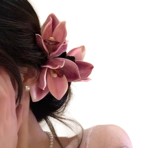 Stilvolle Orchideen-Blumen-Haarklammer, Accessoire für Damen, eleganter Pferdeschwanz-Halter für verschiedene Frisuren von YIGZYCN