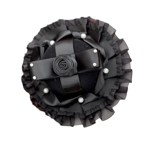 Stilvolle schwarze Organza-Haarspange mit zarten Spitzen-Designs, modisches Accessoire für Hochzeiten und Partys von YIGZYCN