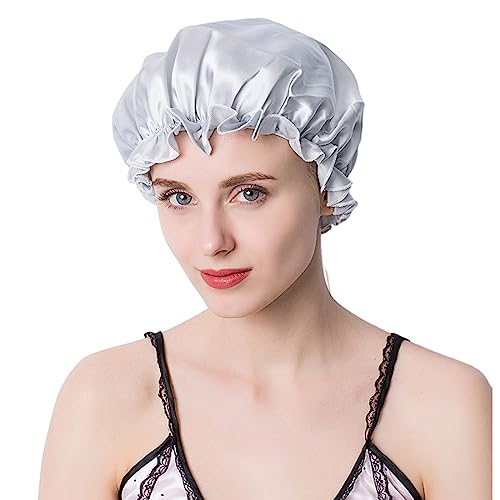 Wiederverwendbare Seiden Schlafmütze Für Tiefen Erholsamen Schlaf Duschhaube Für Frauen SatinSilk Duschhaube Zum Baden Weibliche Haarhaube Wiederverwendbare Seiden Schlafmütze Für Tiefen Erholsamen Schlaf Duschhaube Für Frauen SatinSilk Duschhaube Zum Baden Weibliche Haarhaube von YIGZYCN