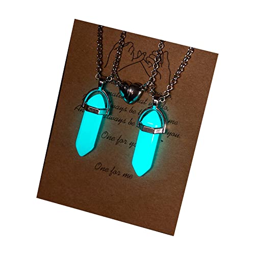 YIGZYCN 2pcs/Set Form Halskette Hexagonaler Anhänger Magnet Halskette Mit Passender Herzcharme Glühender Schmuck von YIGZYCN