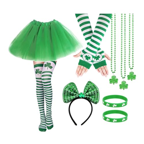 YIGZYCN 9PCS StPatrick Day Celebration Kostüm Stirnband Armband Festival grüne Armärmel Halskette irisches von YIGZYCN