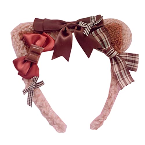 YIGZYCN Bär Ohren Haar Hoop Kätzchen Ohren Stirnband Bowknots Haarband Handgemachte Kopfbedeckung Cosplay Kostüm Party von YIGZYCN