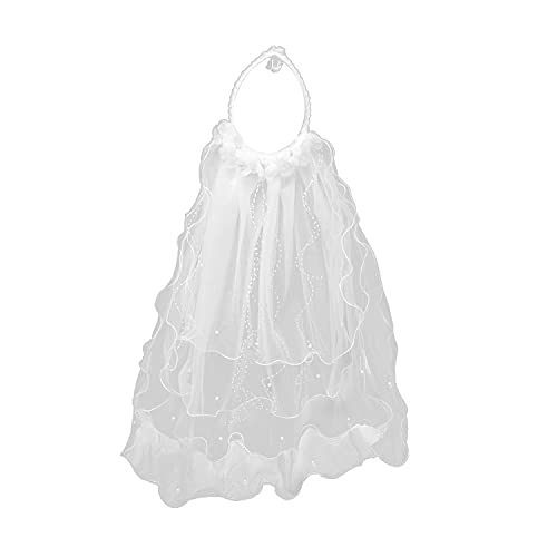 YIGZYCN Brautschleier Frauen Perlen Mädchen Tüll Blumen Stirnband Haarkranz Layered Tüll Kurze Bachelorette Party von YIGZYCN