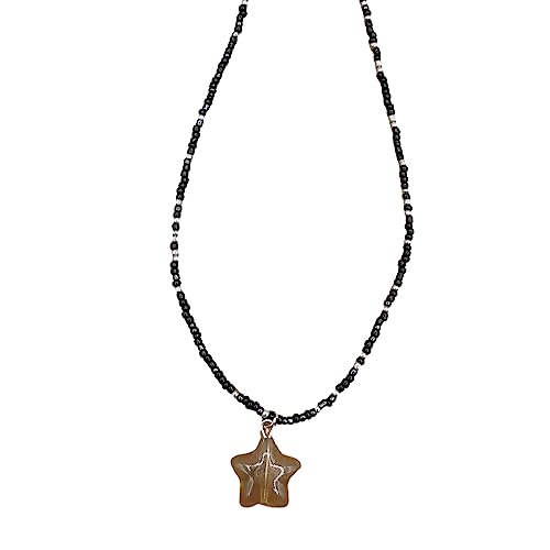 YIGZYCN Bunte Kurze Perlen Halskette Halsschmuck Fünfzüßiger Sternheiztkette Halskette Halshöhe Choker Stil Schmuck Für Frauen Star Perlen Halskette von YIGZYCN