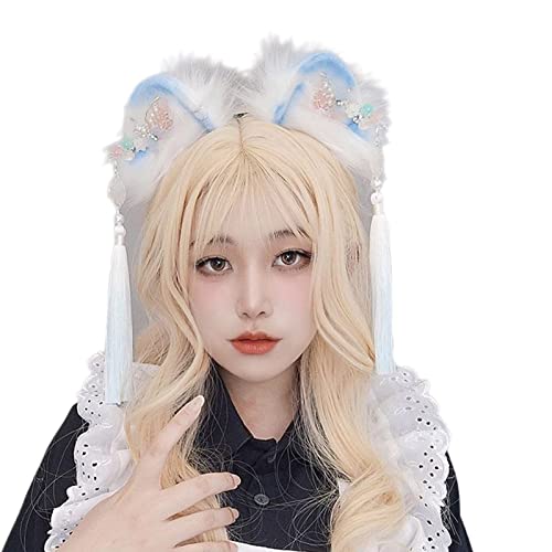 YIGZYCN Cartoon Katze Ohr Form Haar Hoop mit Fransen Dekore Chinesischen Stil Haar Cosplay Party Kopfbedeckungen für von YIGZYCN