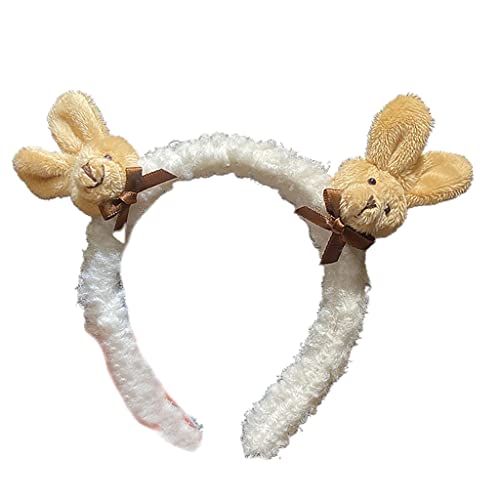 YIGZYCN Cartoon-Tier-Stirnbänder, pelziger Bär, Haarband, geschnittenes Plüsch-Kaninchen-Haarband zum Waschen von Gesicht, von YIGZYCN