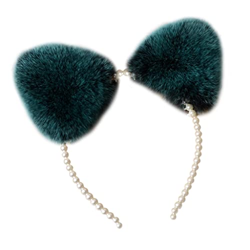 YIGZYCN Damen für Katzenohren Haarreifen Perlen Stirnband Kätzchenohren Haarband Halloween Party Haarreifen Anime Cosplay von YIGZYCN