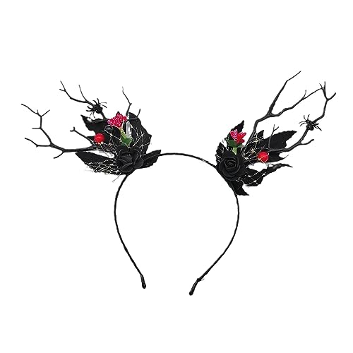 YIGZYCN Dark Spiderling Stirnband Halloween Cosplay Maskerade Kopfbedeckung Zubehör Blumenlaub Spitze Foto von YIGZYCN