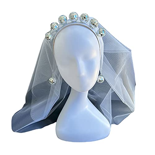 YIGZYCN Disco-Kugel-Stirnband mit Schleier, Cowgirl-Ohrringe, Disco-Bachelorette-Party-Dekorationen für Frauen, von YIGZYCN