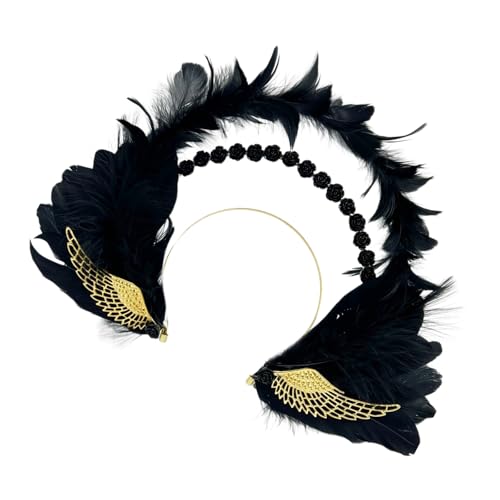 YIGZYCN Elegante Gefiederte Kostüm Kopfbedeckung Auffällige Gotische Stile Haarzubehör Gefiedertes Haarband Für Frauen Und Mädchen von YIGZYCN