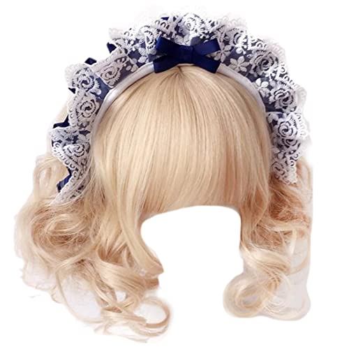 YIGZYCN Eleganter plissierter Spitzen-Haarreif mit bunter Schleife, niedlicher Live-Übertragung, Haarhalter, Cosplay-Kostüm, von YIGZYCN