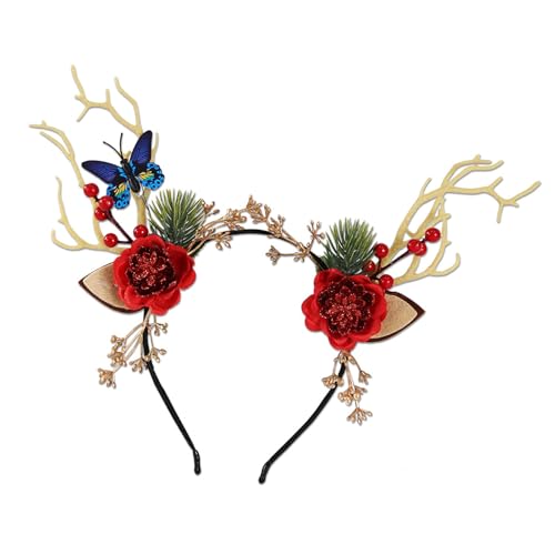 YIGZYCN Geweih Schmetterling Stirnband Weihnachten Kopfbedeckung Weihnachten Party Foto Requisiten Party Kopfbedeckung von YIGZYCN