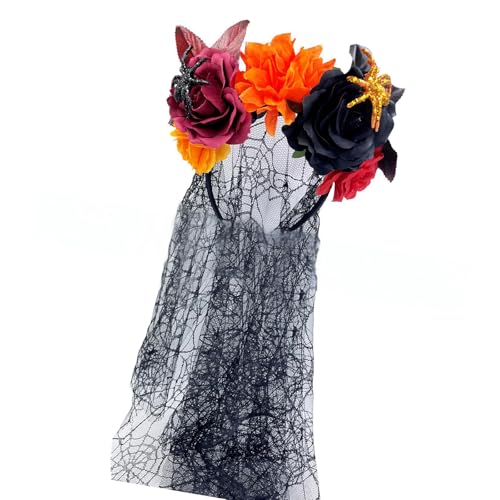 YIGZYCN Halloween-Schleier, Stirnbänder, Blumenform, Kopfbedeckungen, Prinzessinnen, Tiaras, Brauthaarreifen für Kostümpartys von YIGZYCN