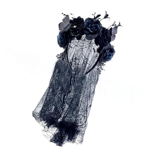 YIGZYCN Halloween-Schleier, Stirnbänder, Blumenform, Kopfbedeckungen, Prinzessinnen, Tiaras, Brauthaarreifen für Kostümpartys von YIGZYCN