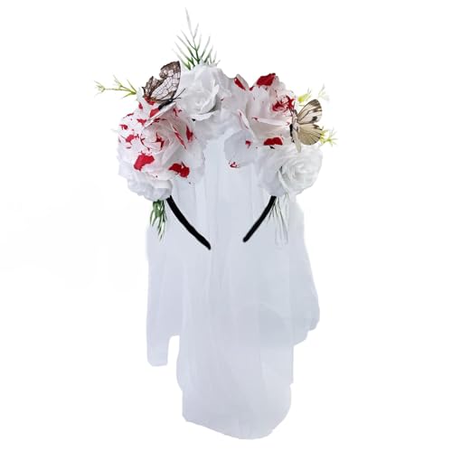YIGZYCN Halloween-Schleier, Stirnbänder, Blumenform, Kopfbedeckungen, Prinzessinnen, Tiaras, Brauthaarreifen für Kostümpartys von YIGZYCN