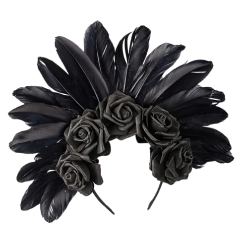 YIGZYCN Halloween-Stirnband mit dunklen gefiederten Blumen, bequem, leicht, Kopfbedeckung, Kostüme, Kopfbedeckung, von YIGZYCN