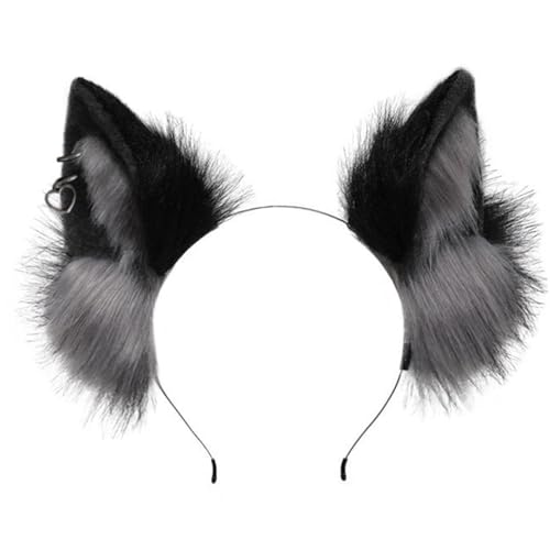 YIGZYCN Handgemachtes Wolf Ohr Stirnband Kätzchen Mädchen Cosplay Zubehör Biest Ohren Fursuit Maskerade Halloween Cosplay von YIGZYCN
