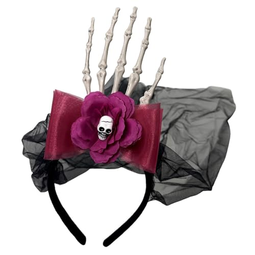 YIGZYCN Horror -Themenstile Verstellbares Halloween -Haarband mit Skeletthand -Mesh Design Stirnband Haarzubehör für von YIGZYCN